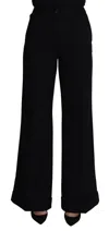 Dolce & Gabbana Black Cashmere Wide Leg Women Trouser Pants In Black