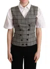 Dolce & Gabbana Gray Checkered Sleeveless Waistcoat Vest In Gray
