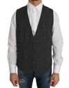 Dolce & Gabbana Elegant Checkered Wool Vest For The Urbane Man In Gray