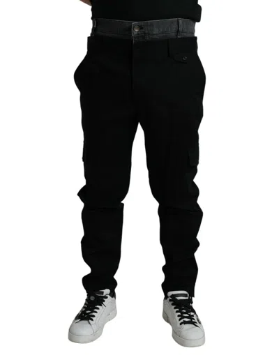 Dolce & Gabbana Black Gray Slim Cotton Denim Jeans In Black And Gray
