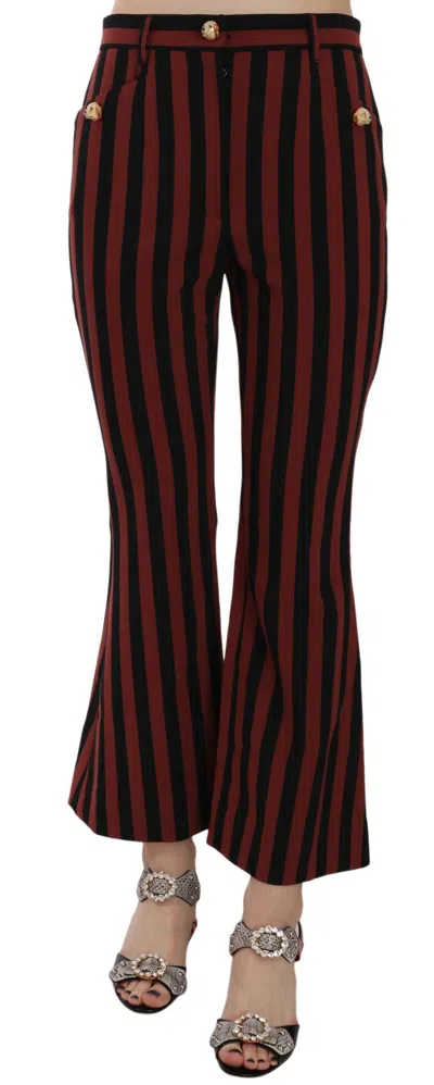 Dolce & Gabbana Black Amaranth Stripe Cropped Flared Pants In Red