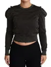 Dolce & Gabbana Black Gold Cropped Women Pullover Sweater