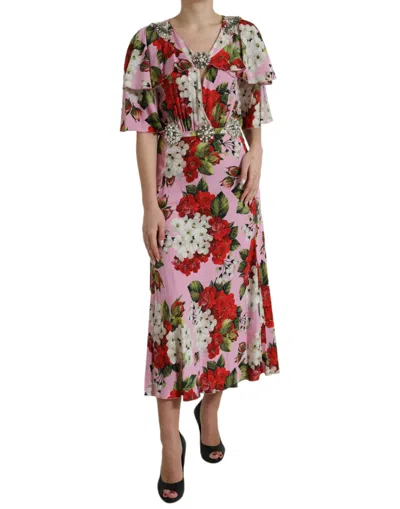 Dolce & Gabbana Elegant Crystal-embellished Silk Women's Dress In Red