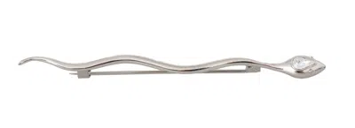 Dolce & Gabbana Silver Brass Crystal Spilla Serpente Mens Brooch Pin Accessory In Gold