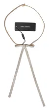 Dolce & Gabbana Beige Silk Clear Crystal Bow Waist Belt In Beige