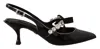 Dolce & Gabbana Black Patent Leather Crystal Slingbacks Shoes In Black