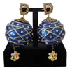 Dolce & Gabbana Gold Brass Blue Christmas Ball Crystal Clip On Earrings