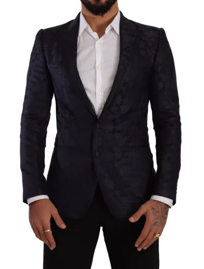 Dolce & Gabbana Elegant Dark Blue Martini Formal Blazer