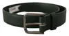 Dolce & Gabbana Elegant Dark Green Leather Belt With Logo Buckle