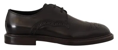 Dolce & Gabbana Black Leather Oxford Wingtip Formal Derby Shoes