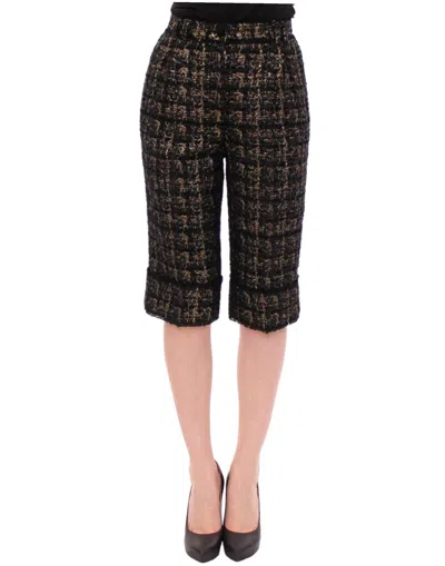 Dolce & Gabbana Tweed-knit Fringed Shorts In Black
