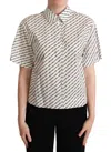 Dolce & Gabbana White Dotted Collared Blouse Shirt In Neutral