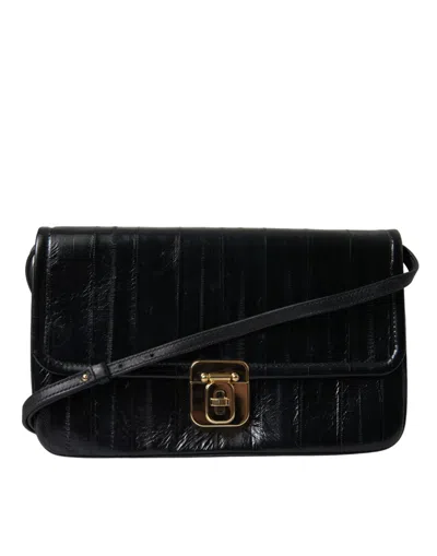 Dolce & Gabbana Elegant Eelskin Leather Shoulder Bag In Black