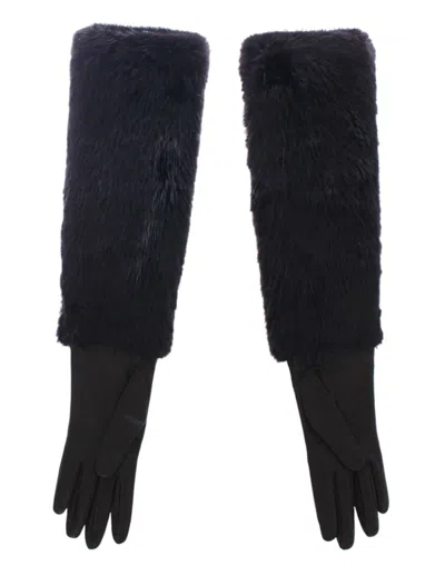Dolce & Gabbana Beaver Fur And Lambskin Leather Gloves In Black