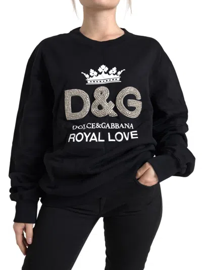 Dolce & Gabbana Elegant Embellished Black Crew Neck Women's Sweater