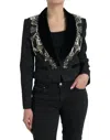 DOLCE & GABBANA ELEGANT EMBELLISHED BLACK OVERCOAT JACKET