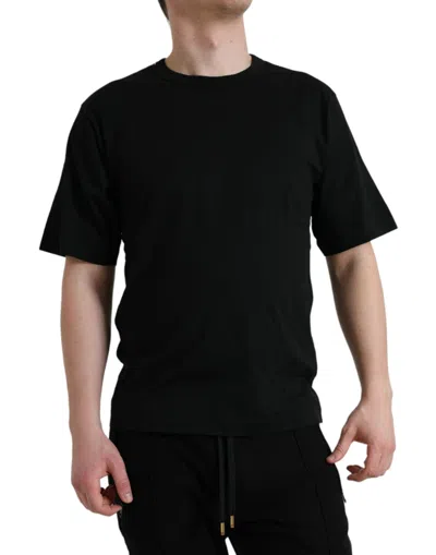 Dolce & Gabbana Elegant Embossed Logo Cotton Tee In Black