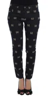 Dolce & Gabbana Blue Key Embroidered Slim Fit Kate Jeans In Blue