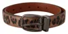 Dolce & Gabbana Brown Leopard Embossed Leather Buckle Belt