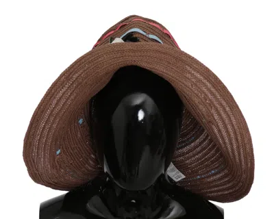 Dolce & Gabbana Elegant Floppy Straw Hat With Floral Women's Accents In Brown