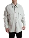 Dolce & Gabbana Grey Cotton Button Down Collared Coat Jacket In Neutral