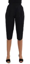 Dolce & Gabbana Black Brocade High Waist Capri Shorts In Black