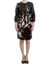 Dolce & Gabbana Black Patent Floral Handpainted Dress