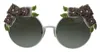 Dolce & Gabbana Gold Floral Embellished Metal Frame Round Dg2186 Sunglasses In Gold