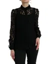Dolce & Gabbana Black Floral Lace Pullover Sicily Blouse In Black