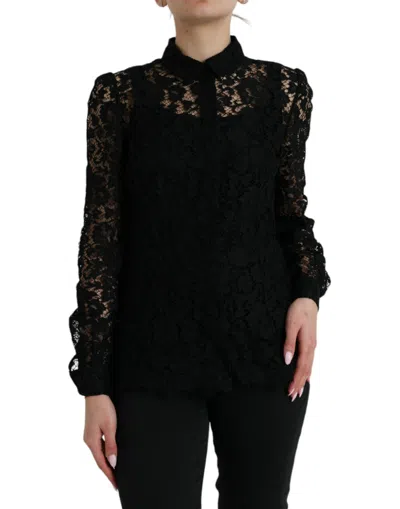 Dolce & Gabbana Elegant Floral Lace Blouse Top In Black
