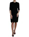 Dolce & Gabbana Black Floral Lace Cotton Bodycon Dress In Black