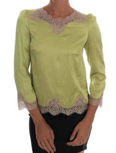 Pre-owned Dolce & Gabbana Elegant Floral Lace Silk Blouse In See Description