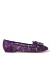 Dolce & Gabbana Purple Vally Taormina Lace Crystals Flats Shoes
