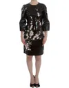 Dolce & Gabbana Elegant Floral Embellished Shift Dress In Black