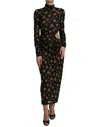 Dolce & Gabbana Black Floral Cut Out Sheath Long Maxi Dress In Brown