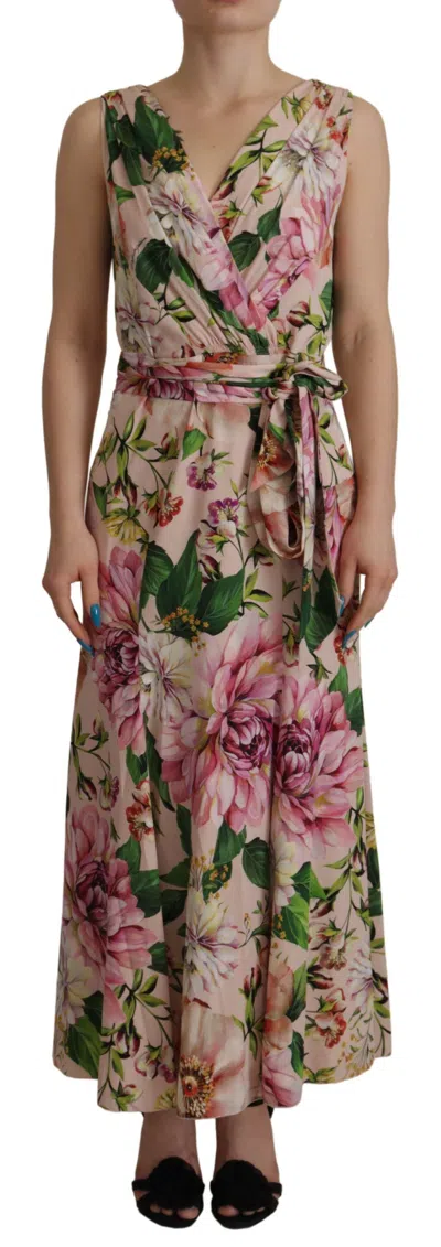 Dolce & Gabbana Elegant Floral Silk Wrap Dress In Pink