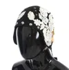 Dolce & Gabbana Black Wool White Floral Gold Leaf Hat In Black