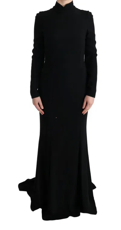 Dolce & Gabbana Stretch-crepe Long-sleeve Maxi Dress In Black