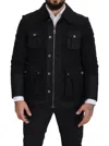 Dolce & Gabbana Black Wool Collared Full Zip Jacket In Black