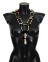 Dolce & Gabbana Gold Brass Sicily Crystal Robe Statement Necklace In Gold
