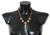 Dolce & Gabbana Gold Brass Handpainted Crystal Floral Necklace