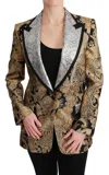 Shop Dolce & Gabbana Elegant Gold Floral Jacquard Blazer