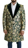 Dolce & Gabbana Jacket Sicilia Green Gold Jacquard Long Coat