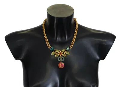 Dolce & Gabbana Elegant Gold-tone Floral Fruit Necklace