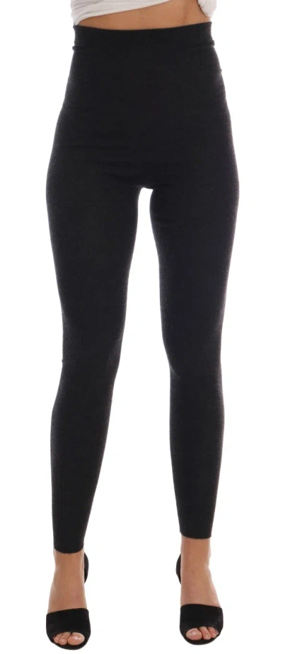 Dolce & Gabbana Cashmere Ribbed Stretch Leggings In Blue