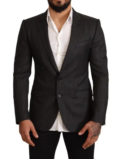 Dolce & Gabbana Check Wool Slim Fit Single Breasted Blazer In Black