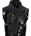 Dolce & Gabbana Gray 100% Wool Striped Pattern Wrap Scarf In Gray