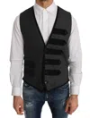 Dolce & Gabbana Gray Wool Patterned Slim Vest In Gray