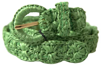 Dolce & Gabbana Viscose Woven Skinny Waist Belt In Green