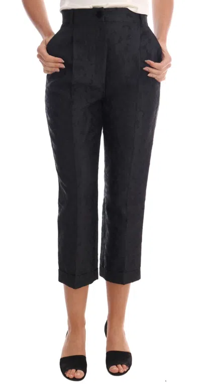 Dolce & Gabbana Floral Brocade Capri Pants In Black